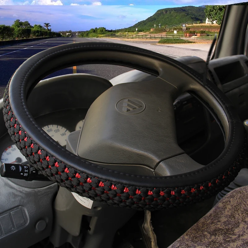 Dermay® Car Steering Wheel Cover 36cm 38cm 40cm 42cm Outer Diameter Silk Leather