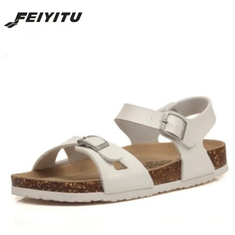 

FeiYiTu Fashion Double Buckle Cork Sandals Flat with 2018 New Women Summer Beach Patchwork Casual Shoe