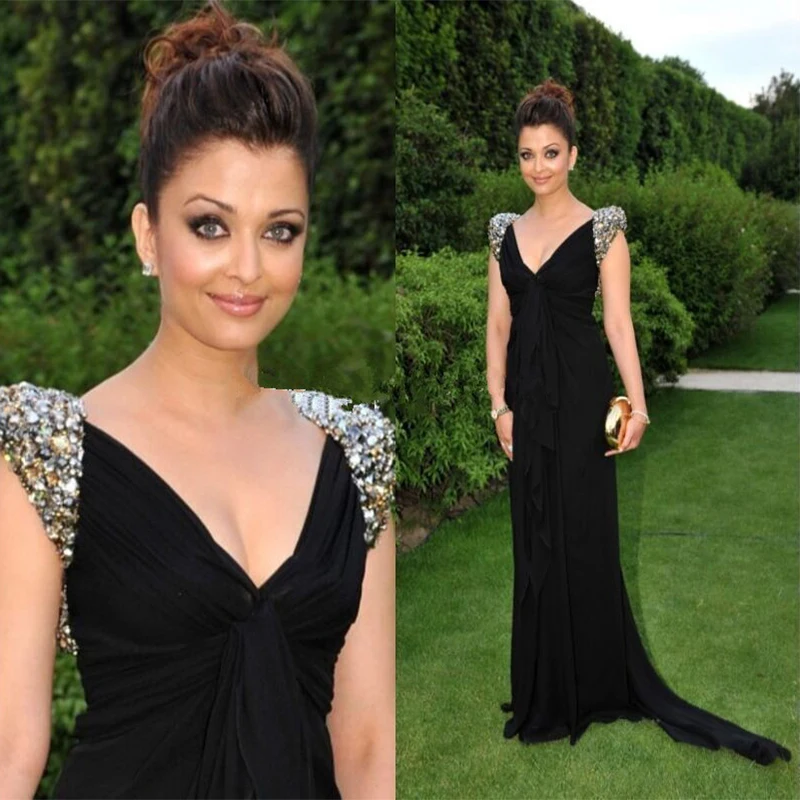 Luxurious Black Evening Dress Long 2019 Beaded Crystals Sweep Train Formal Evening Dresses Party Gowns Robe De Soiree Longue Luxurious Black Evening Dress Long 2019 Beaded Crystals Sweep Train Formal Evening Dresses Party Gowns Robe De Soiree Longue
