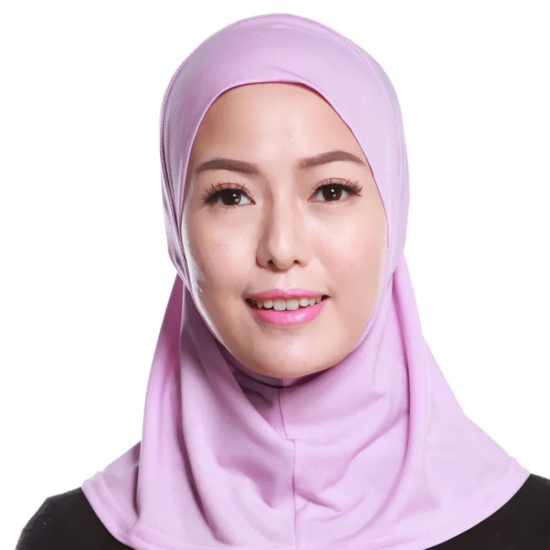 Мусульманский хиджаб исламский сплошной мини стиль шарф женщина Амира Кепка мягкий стрейч кристалл конопли готов носить - Цвет: Dark Pink