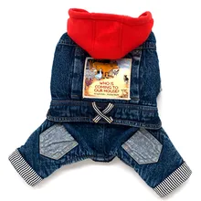 2016 New Jean Pet Cat Canine Animal Printed Costume Heat Winter Canines Garments Coat Cowboy Jean Jacket 4 Leg Clothes For Canines