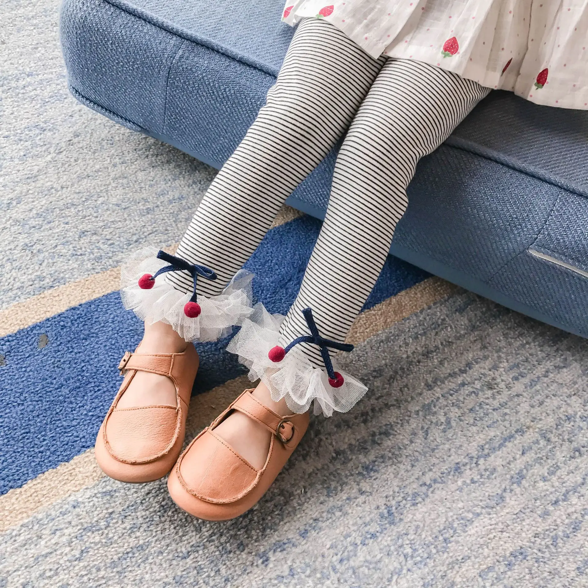 2018 осень девушки дети сетки в полоску Bottomwear носить с ног бантиком|Брюки| |