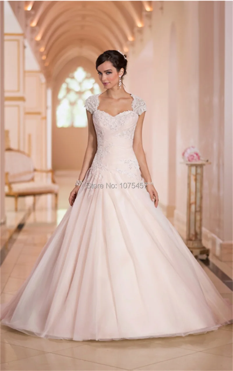 Blush And White Tulle Beach Bridal Gown Blush Colored Wedding