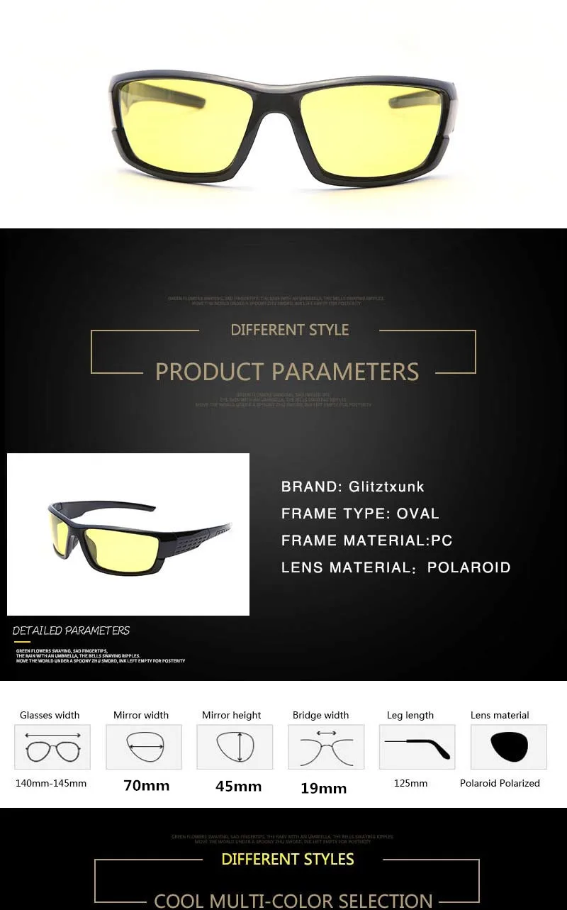 Glitztxunk поляризационные солнцезащитные очки мужские UV400 брендовые дизайнерские солнцезащитные очки с квадратным покрытием черные очки для рыбалки и вождения очки Oculos