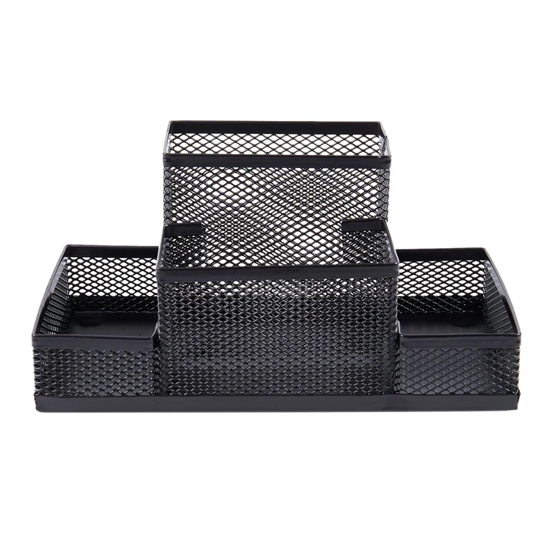 

Desk Decor 4 Mesh compartments pencil Holder 8.1 Length Black