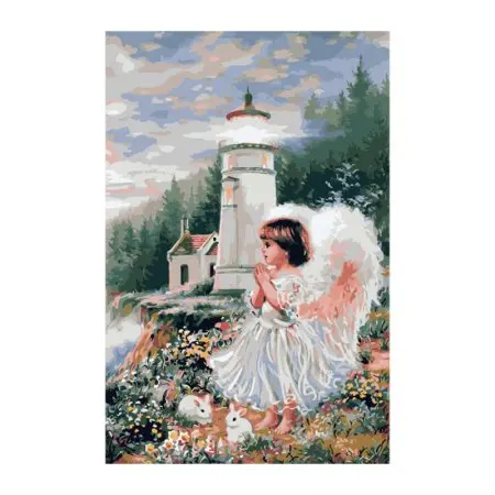 

cioioil-W853 angel by lake Painting By Numbers Kits Acrylic Paint On Canvas Handpainted Oil Painting For Home Decor