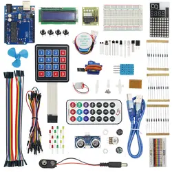 Starter Kit для UNO R3-9 г сервер/электродвигатель/для датчиков/1602 ЖК-дисплей/перемычек/резисторы/Макет + Case