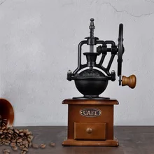 Ручная кофемолка с колесом обозрения, винтажная с портативным керамическим механизмом, Ретро деревянная кофейная мельница для украшения дома