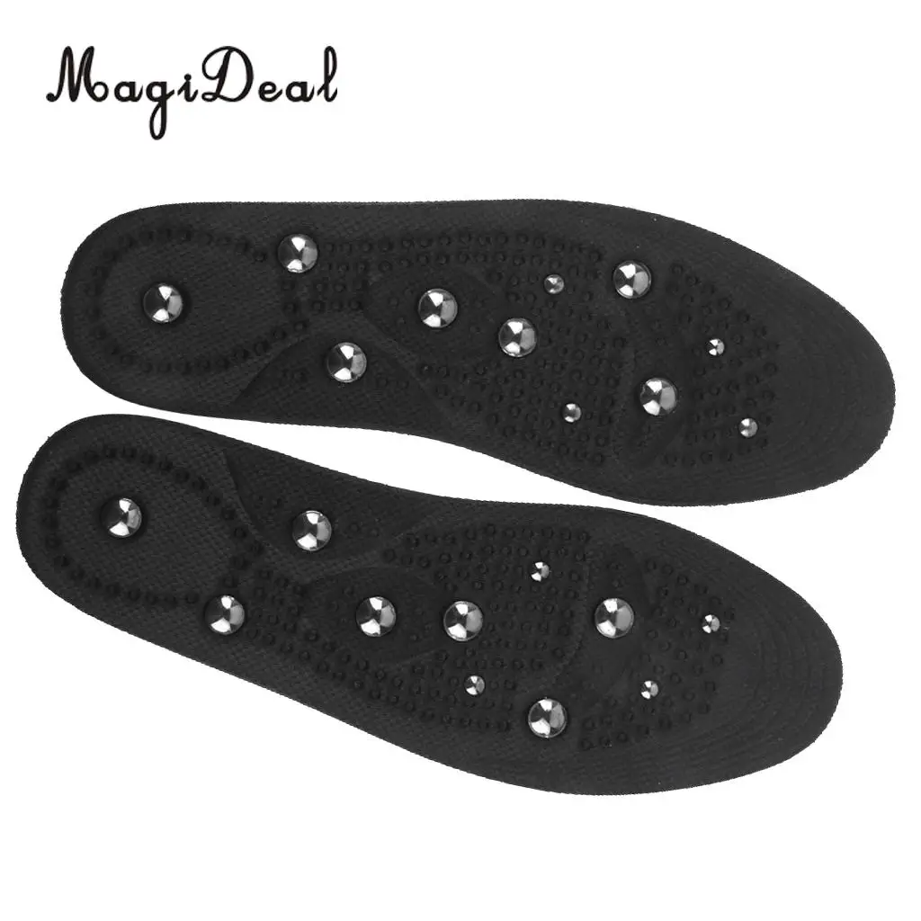 MagiDeal, высокое качество, Женская Магнитная медицинская терапия, массажная обувь, мягкие стельки, вставки для плоской стопы, поддержка свода стопы, черный цвет