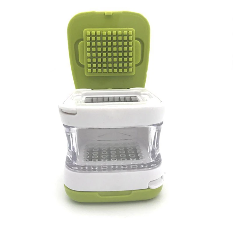 2 in 1 Plastic Garlic Press Presser Grater Dicing Slicing and Storage Kitchen Fruit Vegetable Cooking Tools