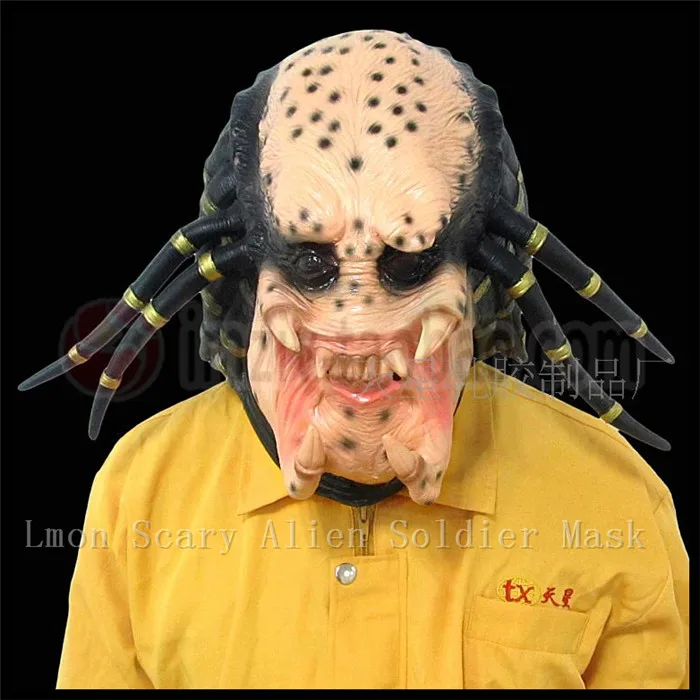 

Free shipping Halloween Party Cosplay Horror Alien Skeleton Predator Cosplay Martian Scary Latex Halloween Ghost Mask Free size