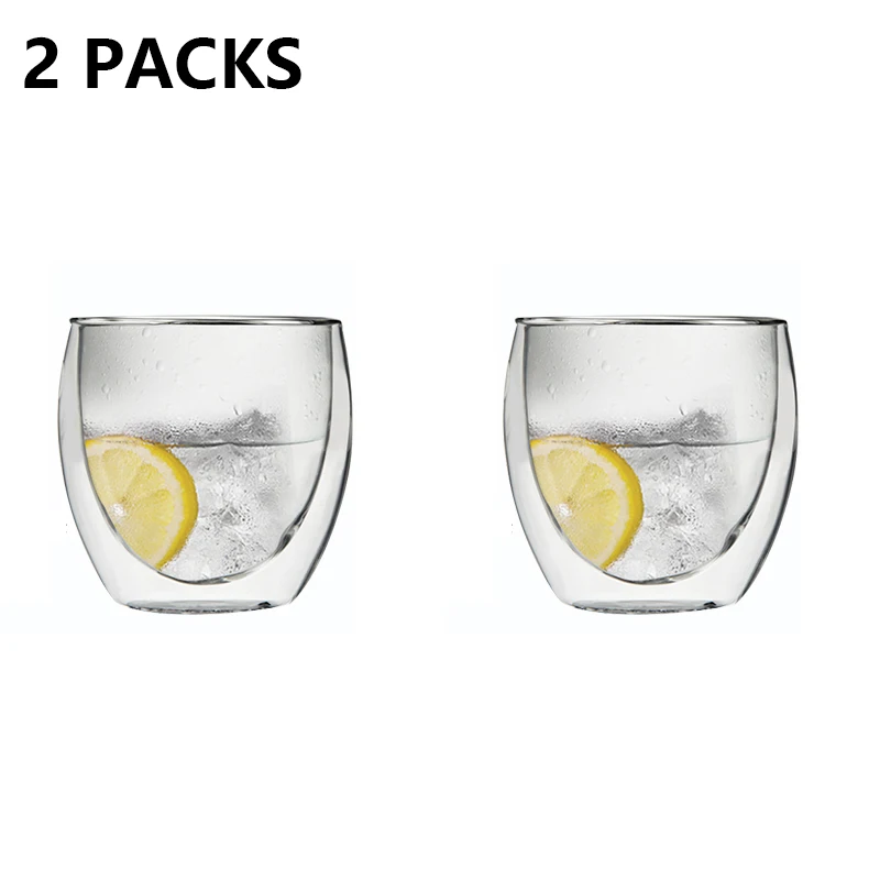 2 packs Набор из 2 кофейных чашек, двойное стекло для эспрессо, 90мл, двойными стенками, можно положить в посудомоечную машину - Цвет: 2 packs