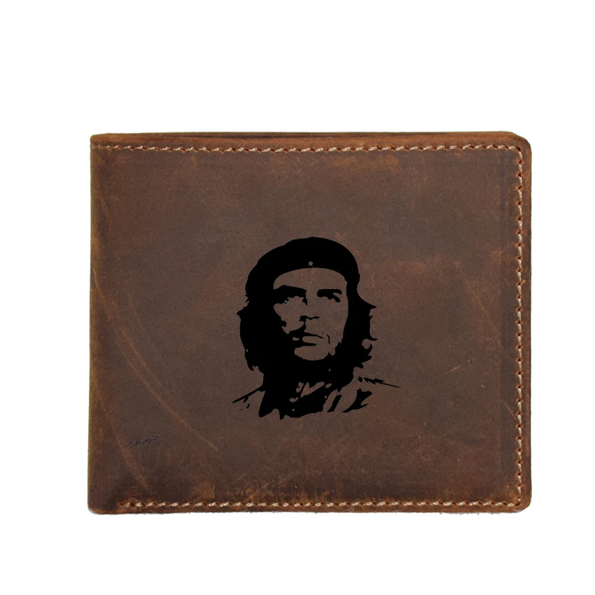Мужской короткий кошелек Che Guevara из натуральной кожи с гравировкой имени карманом
