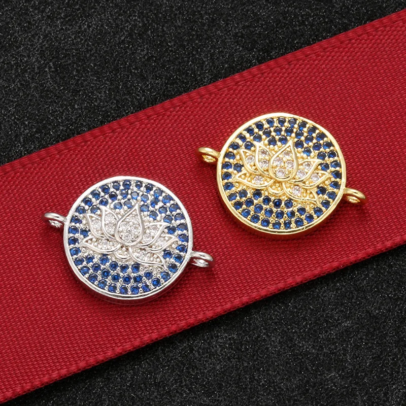 Высококачественный латунный фианит ZHUKOU 14x19 мм Соединитель с кристаллом лотоса