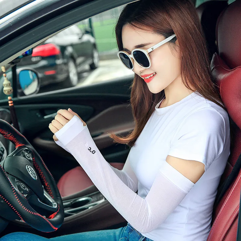 

2019 New Outdoor A Pair of Summer Outdoor Riding Driving Sunscreen Long Finger Ice Silk Cool Arm Sleeves Uv Sleeves Hot Sale