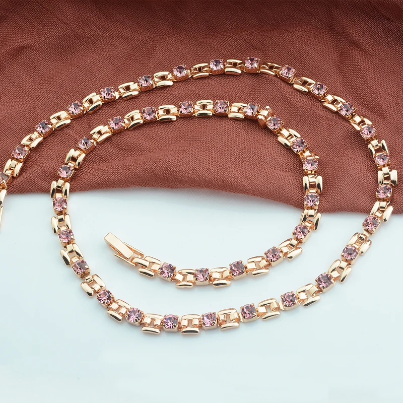 5 мм 8 цветов 50 см женские 585 розовое золото цвет цепи кубический циркон белый зеленый Stonet ожерелье