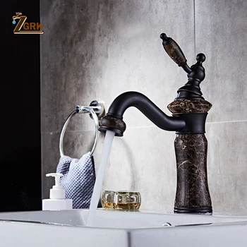 

ZGRK Bathroom Faucets Modern Basin Mixer Tap Black Washbasin Faucet Single Handle Single Hole Elegant jade Faucets