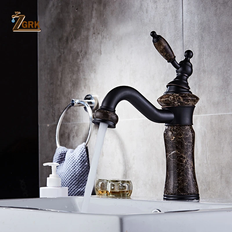 

ZGRK Bathroom Faucets Modern Black Jade Basin Mixer Tap Single Handle Single Hole Elegant Washbasin Faucet