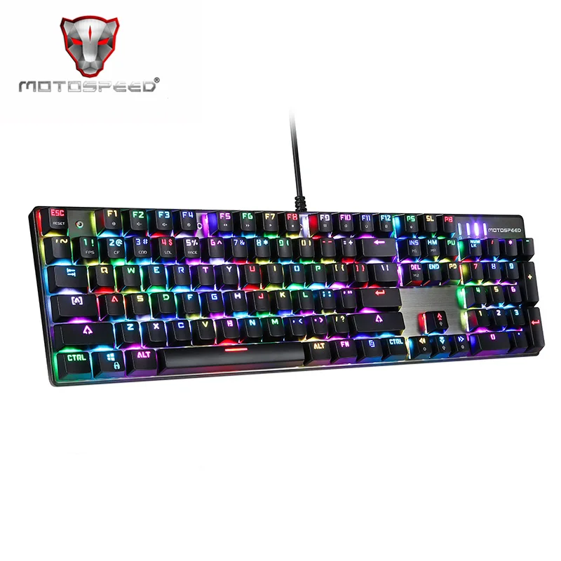 Проводная Механическая клавиатура Motospeed CK104 игровая с RGB подсветкой и защитой от