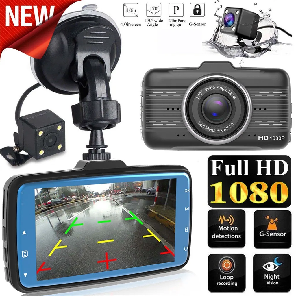 

4.0 inch IPS HD display screen Camera Support Reversing Video 170° High-resolution Wide Angle Driving DVR #H
