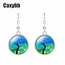 Caxybb Nuevo Colorido Árbol De La Vida de Cristal Rhinestone Cuelga Gota Oído de la Joyería Gota de La Manera Pedante Mujeres de Plata Gancho Del Pendiente de Plata