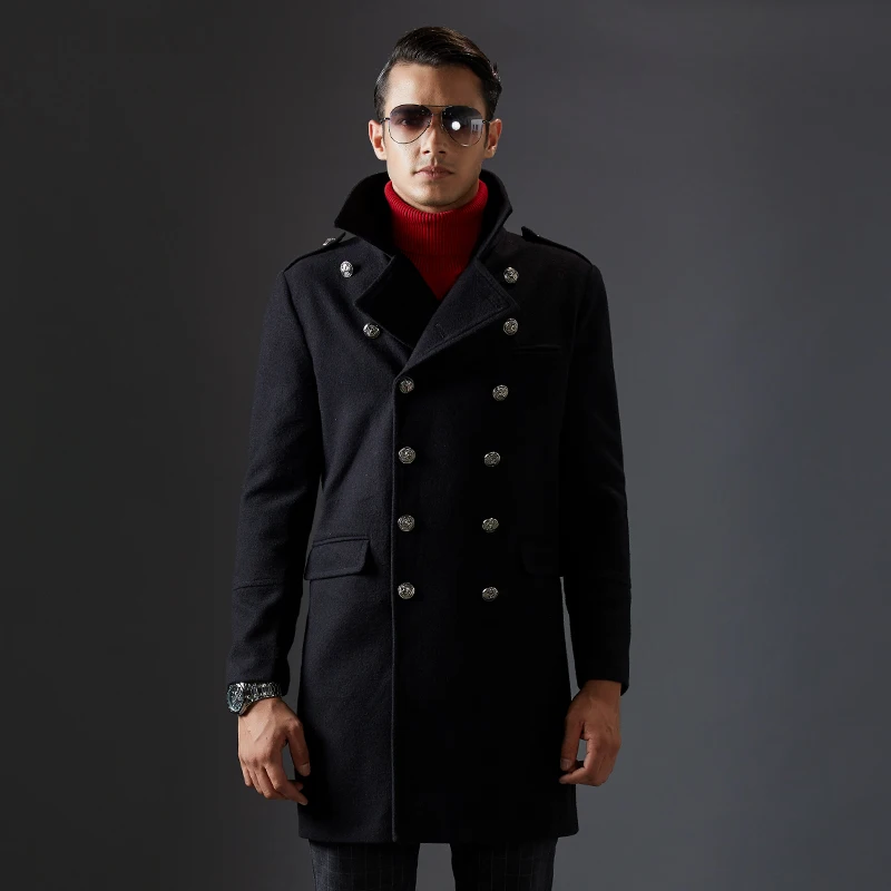 Mens Winter Jackets New Wool Over Coat Men 2017 Fashion Extra Long Slim