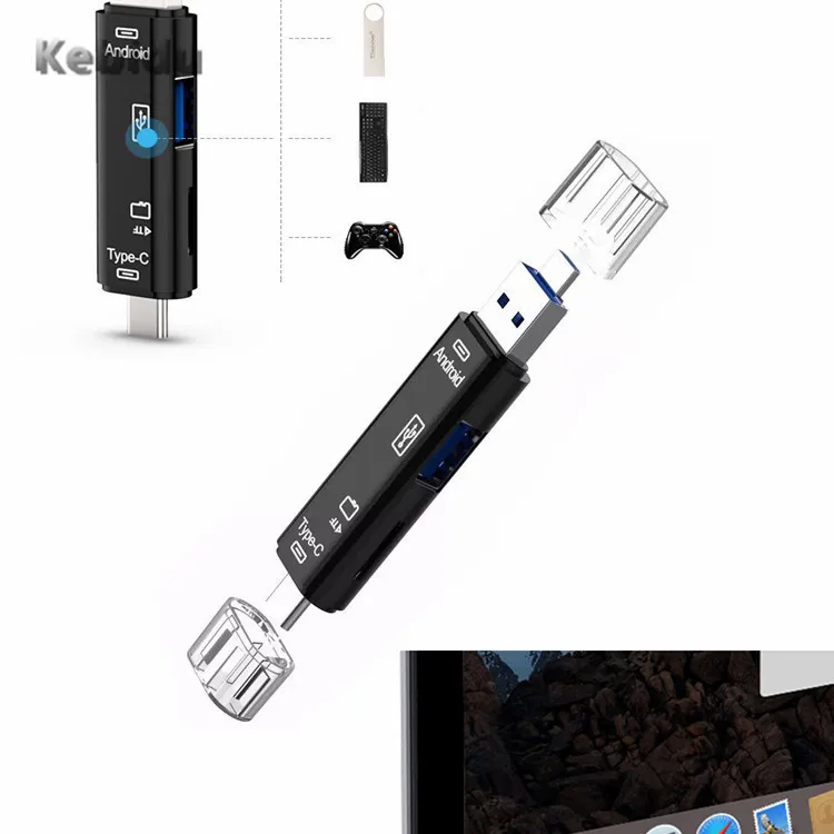 Kebidu 5 в 1 OTG кардридер TF адаптер высокоскоростной USB 2 0 чтение гнездовой интерфейс