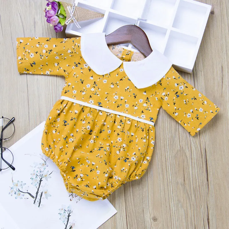 

Toddler Bodysuits Baby Girls Floral Print Jumpsuit Long Sleeve Infant Casual Bodysuit For Newborn