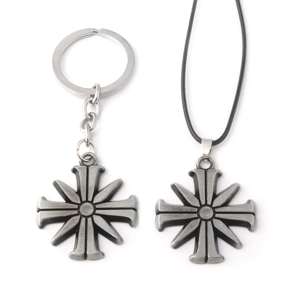 

Game Far Cry 5 Keychain PS4 Logo Key Chain Figure Toy Eden's Gate Metal Keyring Necklace Women Men Gift Jewelry