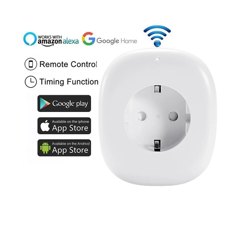 

WIFI Smart Socket EU Plug 220V 16A Remote Control Smart Timing Switch Work For Amazon Alexa/Google Assistant
