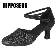 Бальные новые профессиональные современные туфли для латинских танцев для женщин/девочек/дам Танго и сальса на высоком каблуке для танцев в помещении Sequine