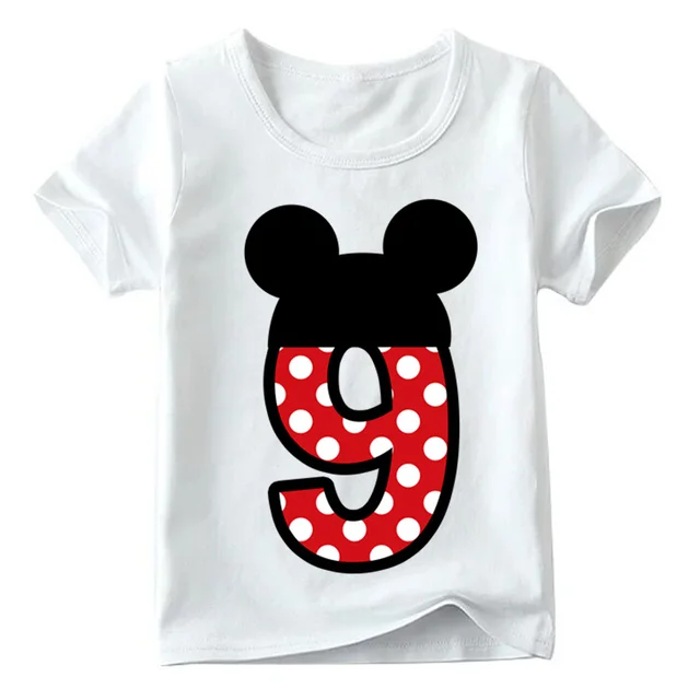 Baby Boys/Girls Happy Birthday Letter Bow Cute Print Clothes Children Funny T shirt,Kids Number 1-9 Birthday Present,ooo2416 White R