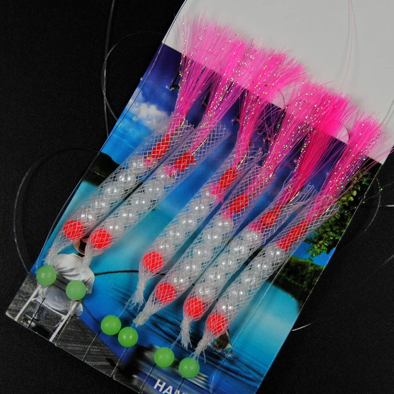 5 bags 6 Flies Mesh Sabiki Fishing Rigs Barbed Hooks Bait Fish Catcher