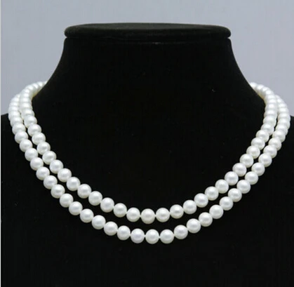 

Free shipping >>@ >812 new AAA+ 2 rows 8-9mm white fresh water pearls necklace