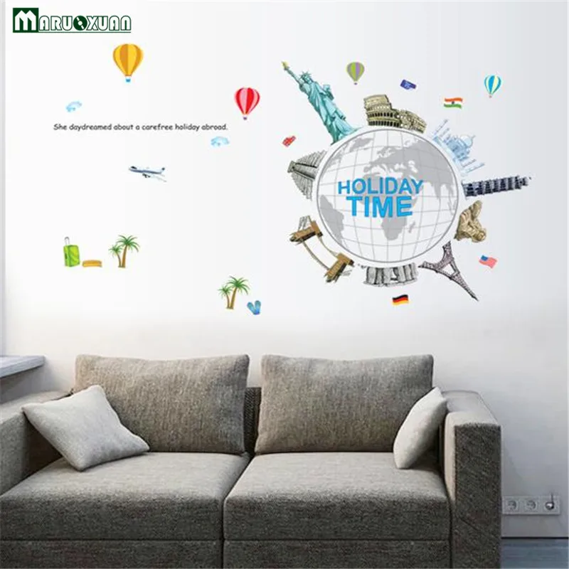 Removable Wall Stickers World Famous Buildings Urban Landscape Tourism Earth Tv Background Wall Stickers