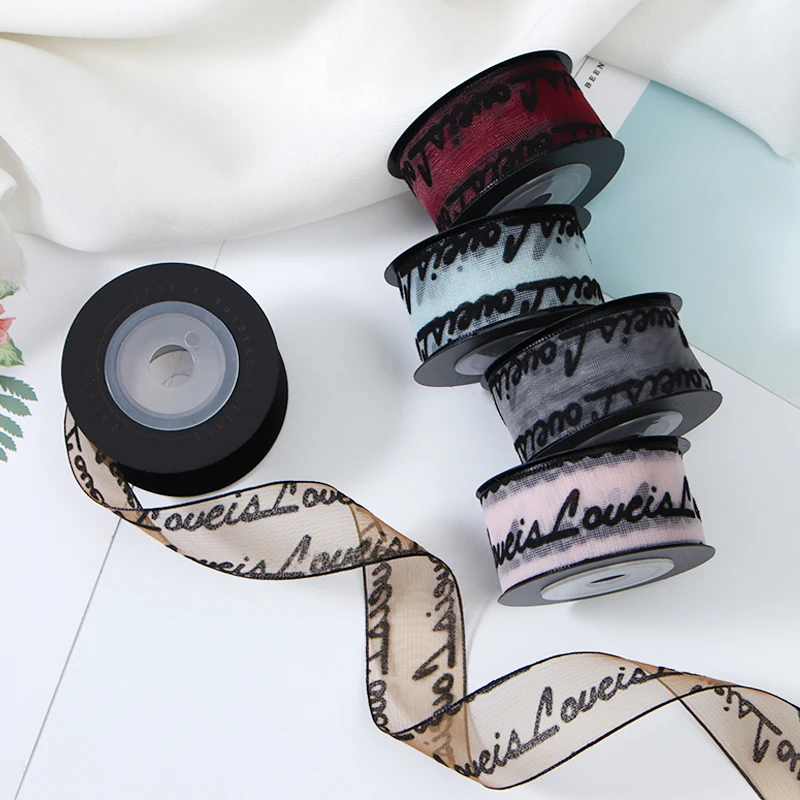 

2.5cm/4cm letter printing Organza Chiffon Ribbon DIY decorate girls dresses,wedding celebrated ,festival party gift decoration