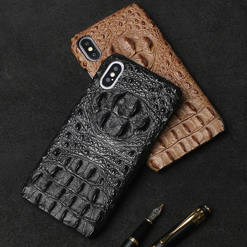 

Luxury Phone Case For iPhone 6 6S 7 8 Plus Cowhide Back cover For iphone X 5 5S SE 6s 6p 7p 8p Case Crocodile head Texture Cover