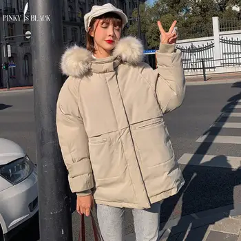 

PinkyIsBlack 2019 Jacket Women Winter Fashion Warm Thick Short Style Fur Hooded Cotton Padded Parkas Winter Jacket Women Coat