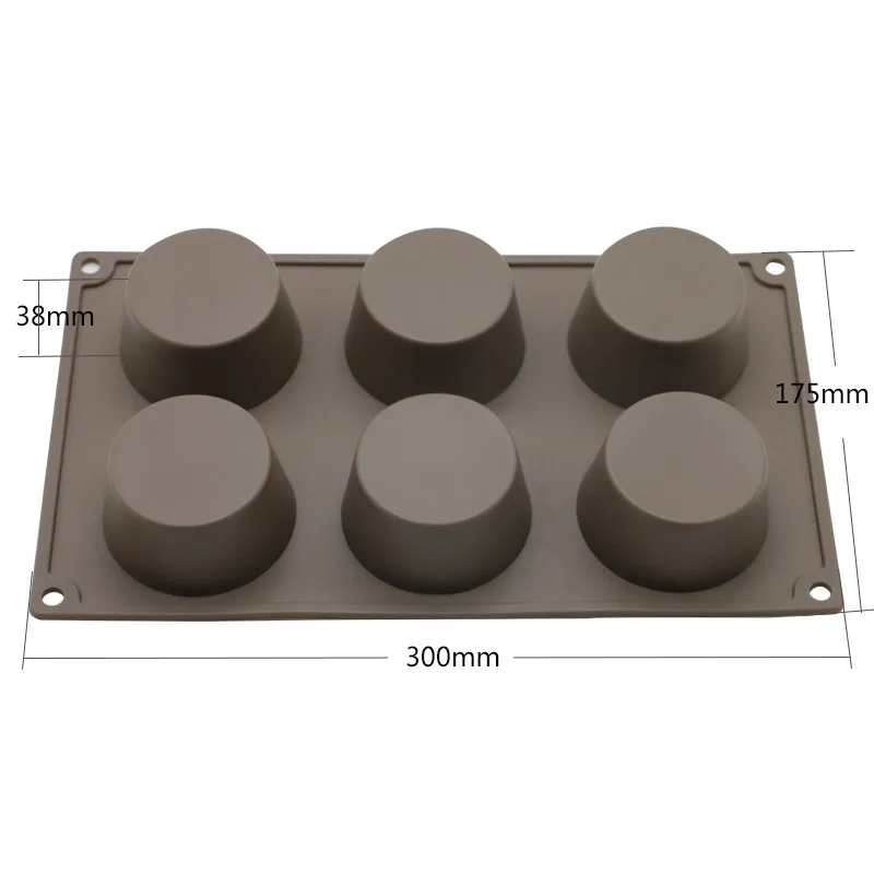 

6 Cell Muffin Cup Cake Mold Hollow Cylindrical Environmental Chocolate Bread Ice Cream Silicone Molds DIY Kitchen Baking Tools