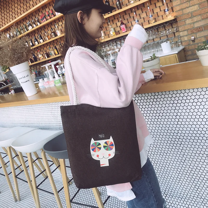 

New Korean canvas female bag shoulder simple student bag female slung shopping bag tide