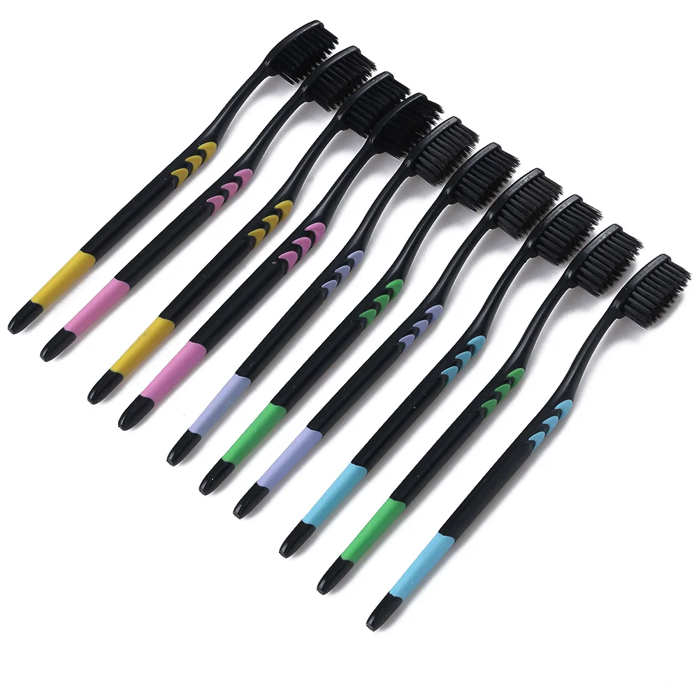 

10 Pcs Environmentally Ultra Soft Black Bamboo Charcoal Fibre Nano Toothbrush Tooth Brush Dental Personal Oral Care Health Tools