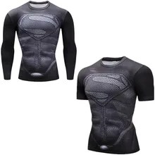 Фитнес ММА компрессионная рубашка Мужская Аниме бодибилдинг с длинным рукавом модные футболки Супермен Каратель футболка Топы с короткими рукавами футболки