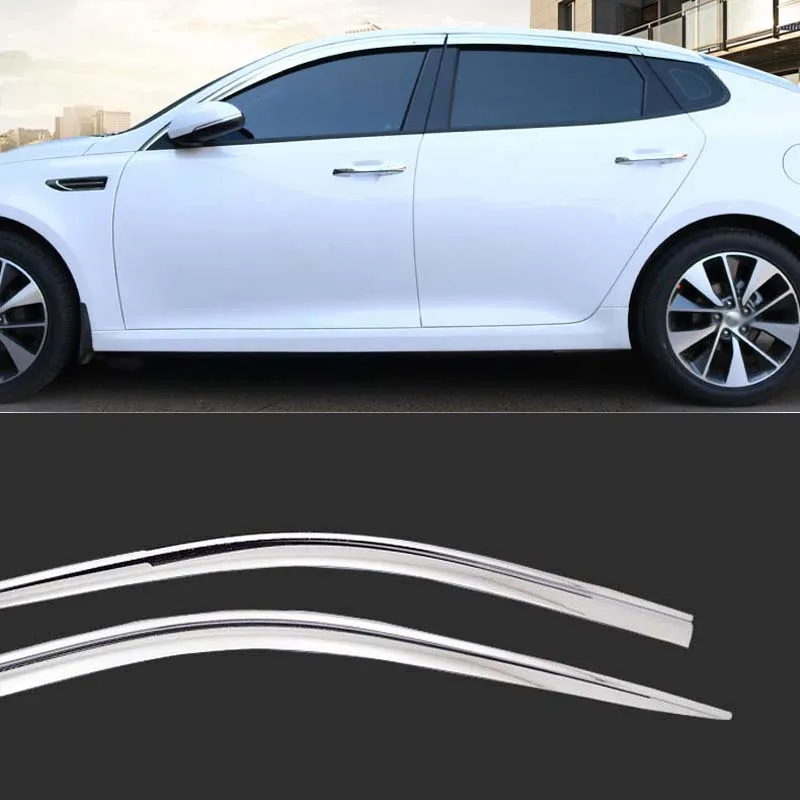 

Brand New 1 Set Chrome Side Rain Guard Deflectors Vent Sun Shade Window Visors For Kia K5 2016