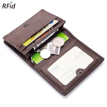 

RFID Genuine Leather Unisex ID Card Holder Bank Credit Card Wallet Business Card Holder Driver License Holder Coin Purse DC361