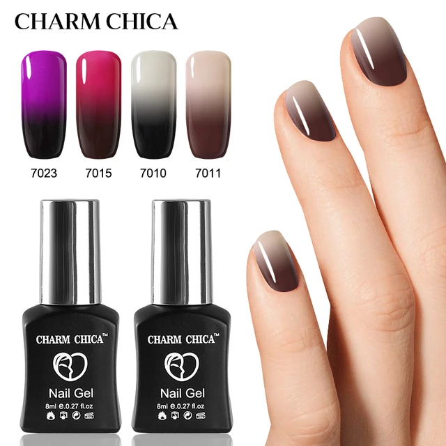 Charm Chica Temperature Changing Color Uv Gel Nail Polish 8ml Soak Charm Chica Temperature Changing Color Uv Gel Nail Polish 8ml Soak Off Black Lacquer Varnish