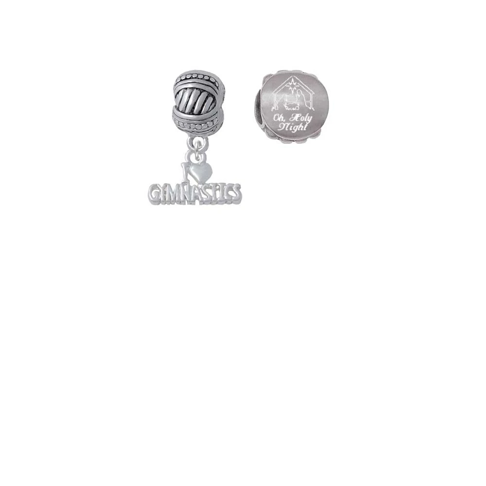 I 'Heart' Gymnastics Come Let us Adore Him Charm Beads (Set of 2)