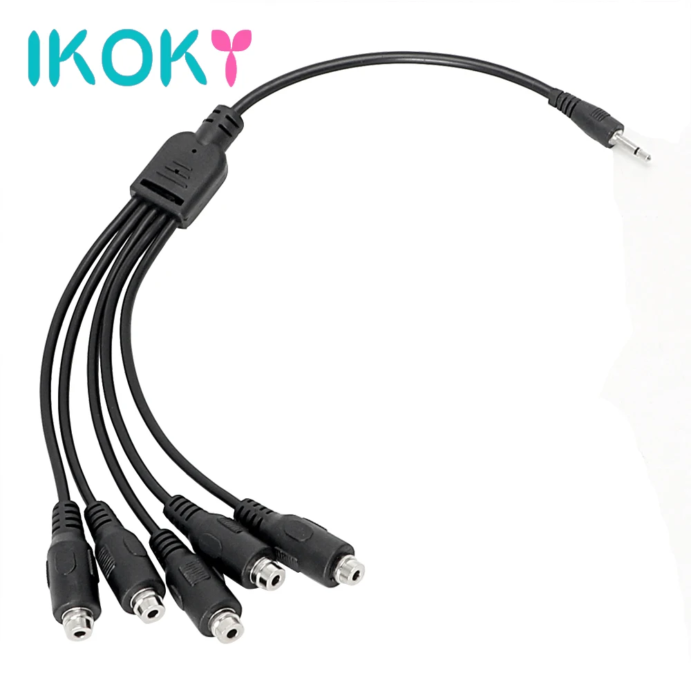 Electro Sex Toys Electric Sex Toys Penis Rings Sex Toys for Couple 5 in 1 Adapter Cable Electric Shock Accessories Electro Stimulation for Penis Ring Anal Plug