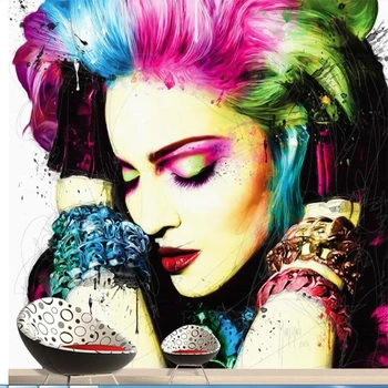 

beibehang papier peint mural 3d Custom HD Fashion Art Hand Painted Colorful Beauty Portrait Portrait Photo Wallpaper behang