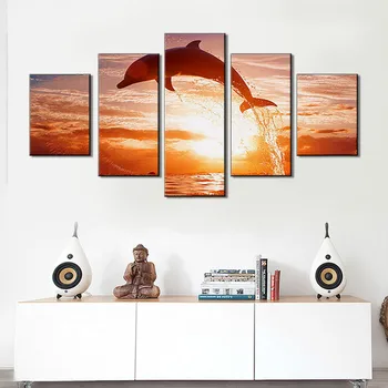 

Sea Poster Wall Art Dolphin Canvas Painting Modern Wall Picture Living Room or Kitchen Decor Mural Decoration Picture