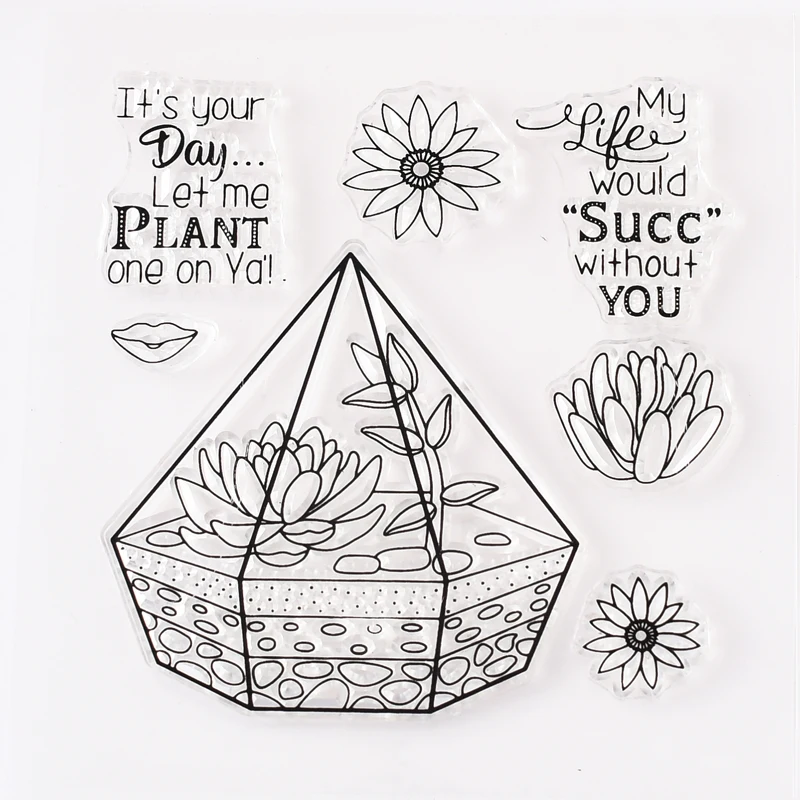 

Darciesllc Transparent Clear Stamps for DIY Scrapbooking/Card Making/Kids Christmas Fun Decoration Supplies Flower/diamond